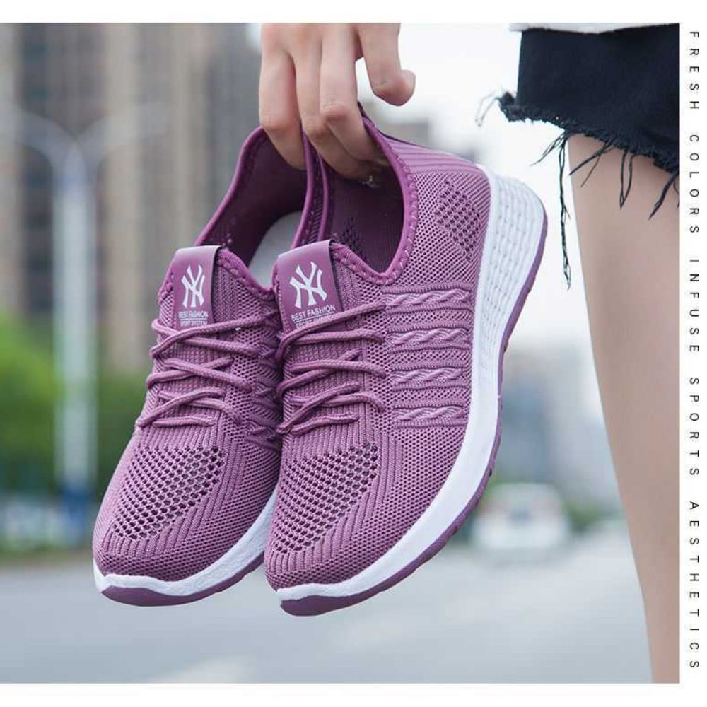 Mesh Top slip-on sneakers - ladies fashion sneakers Purple & White sneakers - Picture 8 of 16